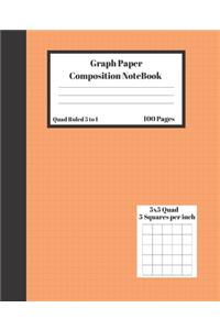 Graph Composition Notebook 5 Squares per inch 5x5 Quad Ruled 5 to 1 100 Sheets: Cute Orange Cover Black Stripe gift Book grid squared paper Back To School Gift Notebook for Math Teens Science adults Students Programmers note tak