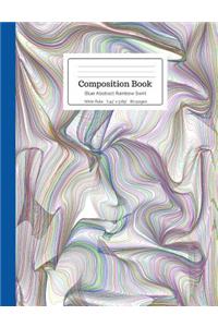 Composition Book Blue Abstract Rainbow Swirl