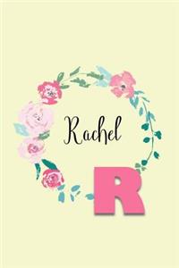 Rachel: Personalized Monogram Initial Journal - Pink Marble and Gold Cover with Feminine Pages for Women and Girls