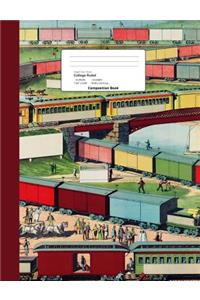 Freight Train Theme College Ruled Composition Book
