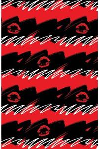 Bullet Journal Red Lips - Abstract Red and Black Pattern