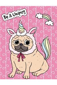Big Fat Journal Notebook For Dog Lovers Unicorn Pug - Pink