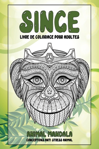 Livre de coloriage pour adultes - Conceptions anti-stress Animal - Animal Mandala - Singe