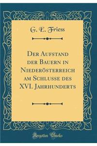 Der Aufstand Der Bauern in Niederï¿½sterreich Am Schlusse Des XVI. Jahrhunderts (Classic Reprint)