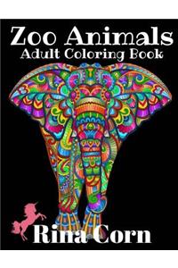 Zoo Animals Adult Coloring Book