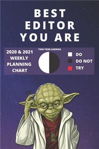2020 & 2021 Two-Year Weekly Planner For Editor Gift Funny Yoda Quote Appointment Book Two Year Agenda Notebook