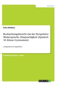 Beobachtungsbericht mit der Perspektive Muttersprache, Einsprachigkeit (Spanisch 10. Klasse Gymnasium)