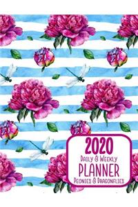 2020 Daily & Weekly Planner Peonies & Dragonflies
