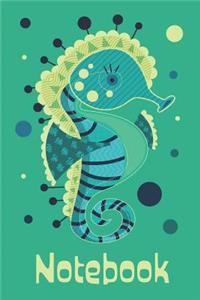 Notebook: Cute Seahorse Design 6x9 Notebook, 120 Page, Blue