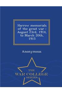 Harrow Memorials of the Great War