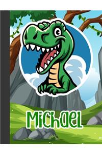 Michael: Wide Ruled Composition Notebook Dinosaur Boys Kids Personalized Journal for School Supplies - 110 pages 7.44x9.269