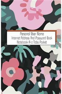 Personal User Name Internet Address And Password Book Notebook A-z Tabs Pocket