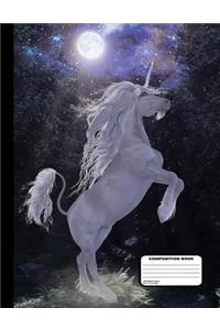 Magical Unicorn In The Moonlight Composition Notebook Blank Unruled 200 Pages / 100 Sheets, 8-1/2