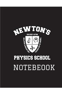 Physics Notebook Newton's School Study Field Notes Journal 8.5x11 Month Planner Black (2018 Daily, Weekly, Monthly, Annual Agenda, Organizer, Calendar, Notepad, Ledger, Daybook)
