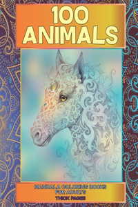 Mandala Coloring Books for Adults Thick pages - 100 Animals