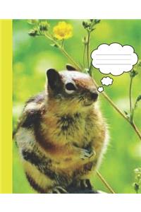 Yellow flower Colorado Chipmunk Squirrel Wide-ruled Lined School Blank Composition Notebook