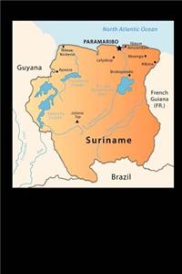 Map of Suriname Journal: 150 Page Lined Notebook/Diary