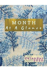 Month At A Glance Calendar 2020