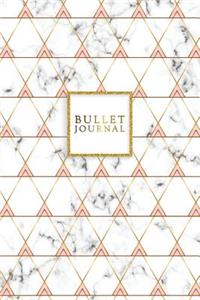 Bullet Journal: Marble + Gold Bullet Journal - 120-Page 1/4 Inch Dot Grid Notebook - 6 X 9 Marble & Gold Perfect Bound Softcover
