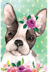 Journal Notebook For Dog Lovers Boston Terrier In Flowers