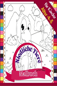 Niedliche Tiere Malbuch für Kinder Alter 4-8