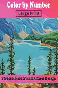 Color By Number Large Print Stress Relief & Relaxation Design