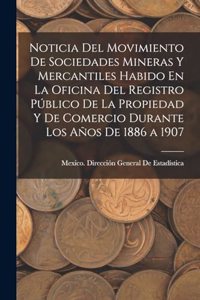 Noticia Del Movimiento De Sociedades Mineras Y Mercantiles Habido En La Oficina Del Registro Público De La Propiedad Y De Comercio Durante Los Años De 1886 a 1907