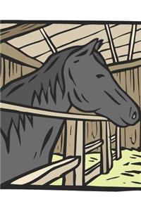 Horse Illustration School Composition Book Equine Stabled Grey Horse