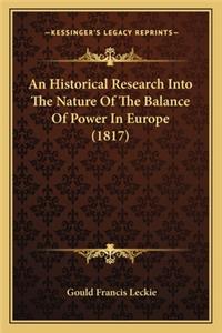 Historical Research Into the Nature of the Balance of Power in Europe (1817)