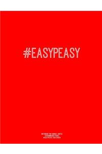 Notebook for Cornell Notes, 120 Numbered Pages, #EASYPEASY, Red Cover