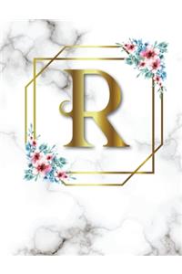 R: 2020-2025 Monthly Planner Initial Monogram Letter R Marble & Gold Floral 6 Year Planner, 72 Months Calendar, Six Year Appointment Schedule Organizer