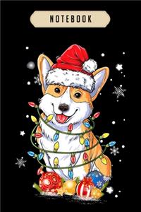 Notebook: Merry corgmas xmas tree santa boys corgi christmas Notebook-6x9(100 pages)Blank Lined Paperback Journal For Student, corgi pups, corgi butt gift, co