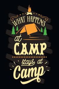 What Happens At Camp Stays At Camp: Camping Memories Journal. Best camping trip journal for camp lovers. A Perfect camping journals to write in and keep record