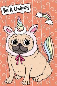 Bullet Journal Notebook for Dog Lovers Unicorn Pug - Orange