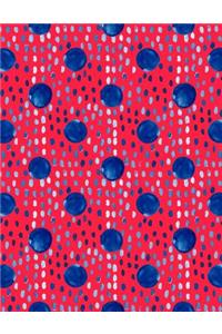 Big Fat Journal Notebook Indigo Blue Ink Spots and Dots on Red