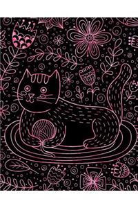 Journal Notebook Cute Cat in Flowers Pattern 9