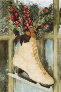 Christmas Skate - Blank Notebook with Fleur de Lis Corners