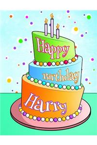 Happy Birthday Harry: Personalized Birthday Book with Name, Journal, Notebook, Diary, 105 Lined Pages, 8 1/2 X 11, Birthday Gifts for Boys and Men