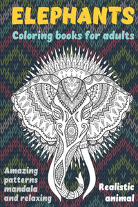 Realistic Animal Coloring Books for Adults - Amazing Patterns Mandala and Relaxing - Elephants