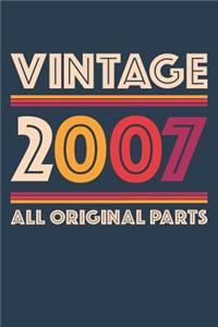 Vintage 2007 Notebook 'All Original Parts' - 12 Years Old Birthday Planner - Retro Journal for Boys and Girls - 12th Birthday Gift