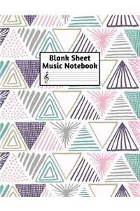 Blank Sheet Music Notebook: Easy Blank Staff Manuscript Book Large 8.5 X 11 Inches Musician Paper Wide 12 Staves Per Page for Piano, Flute, Violin, Guitar, Trumpet, Drums, Cell