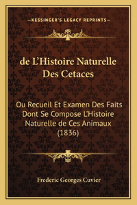 de L'Histoire Naturelle Des Cetaces