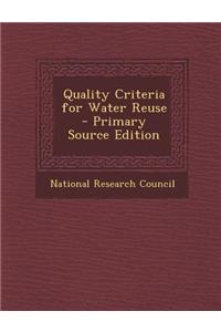Quality Criteria for Water Reuse