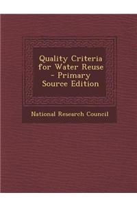 Quality Criteria for Water Reuse