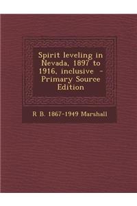 Spirit Leveling in Nevada, 1897 to 1916, Inclusive - Primary Source Edition