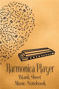 Harmonica Player Blank Sheet Music Notebook