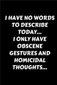 I Have No Words To Describe Today... I Only Have Obscene Gestures And Homicidal Thoughts...