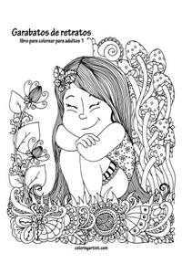 Garabatos de retratos libro para colorear para adultos 1