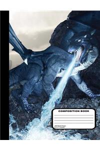 Dragon with Dragon Slayer Composition Notebook Blank Unruled 200 Pages / 100 Sheets, 8-1/2