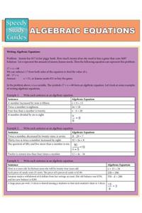 Algebraic Equations (Speedy Study Guides